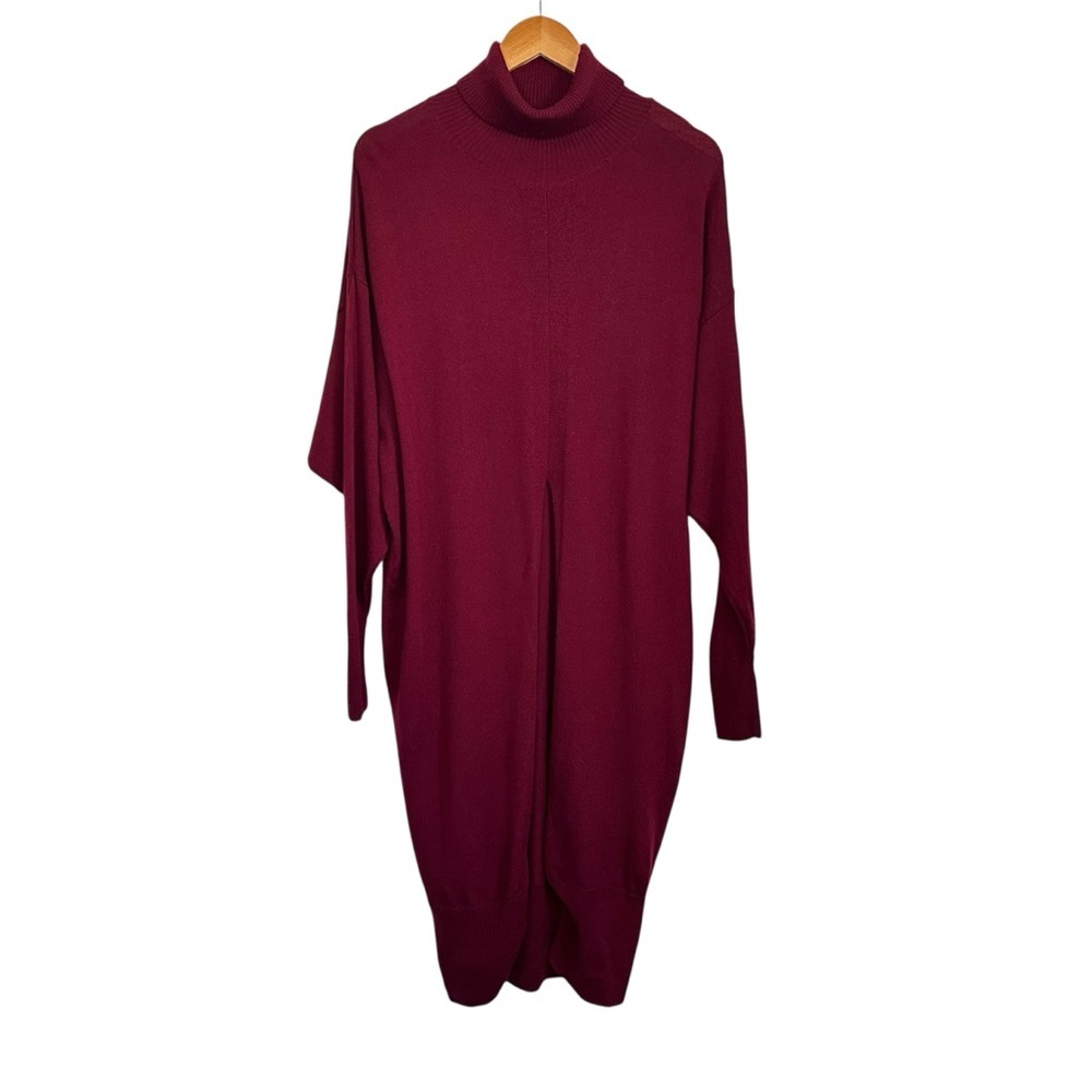 Universal Standard Women Merino Wool Turtleneck Tunic Sweater XS/10-12 Burgundy